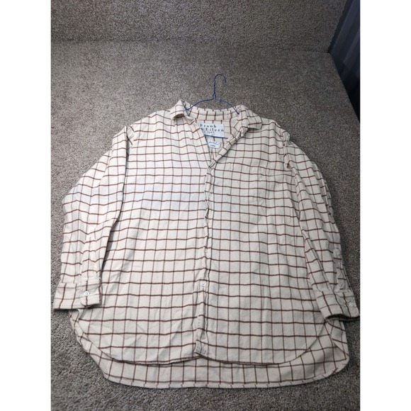 Frank & Eileen Tops - Frank & Eileen Joely Windowpane Plaid Button Up Shirt Cream Brown Womens Large